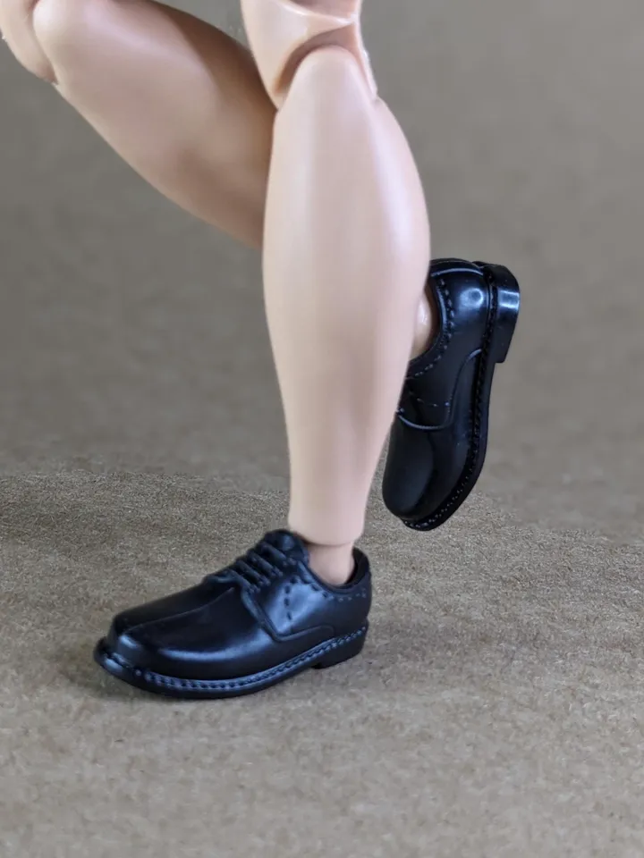Classic black shoes  for wide feet 1/6 scale male dolls