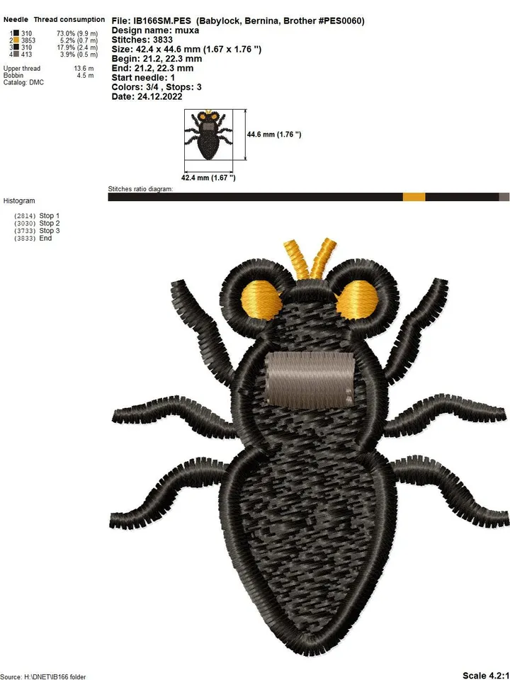 Free Standling Lace Machine Embroidery Design Queen of a fly Brooch Jewelery Embroidery Pattern FSL embroidery pattern