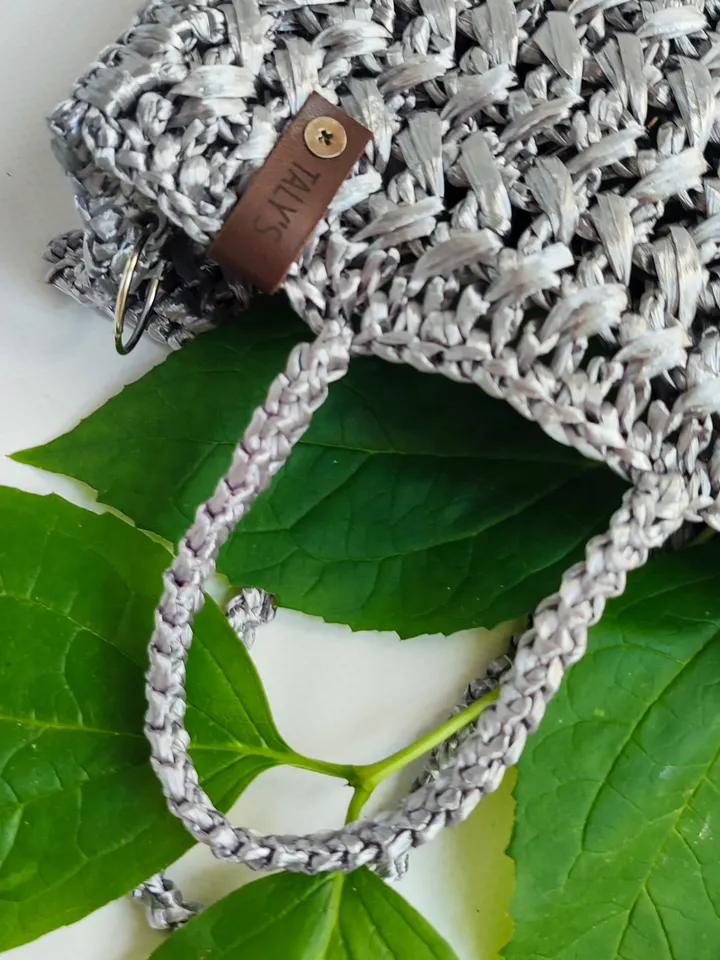 Silver Handmade Raffia Crochet Bag - Stylish Womens Accessory for Any Occasion