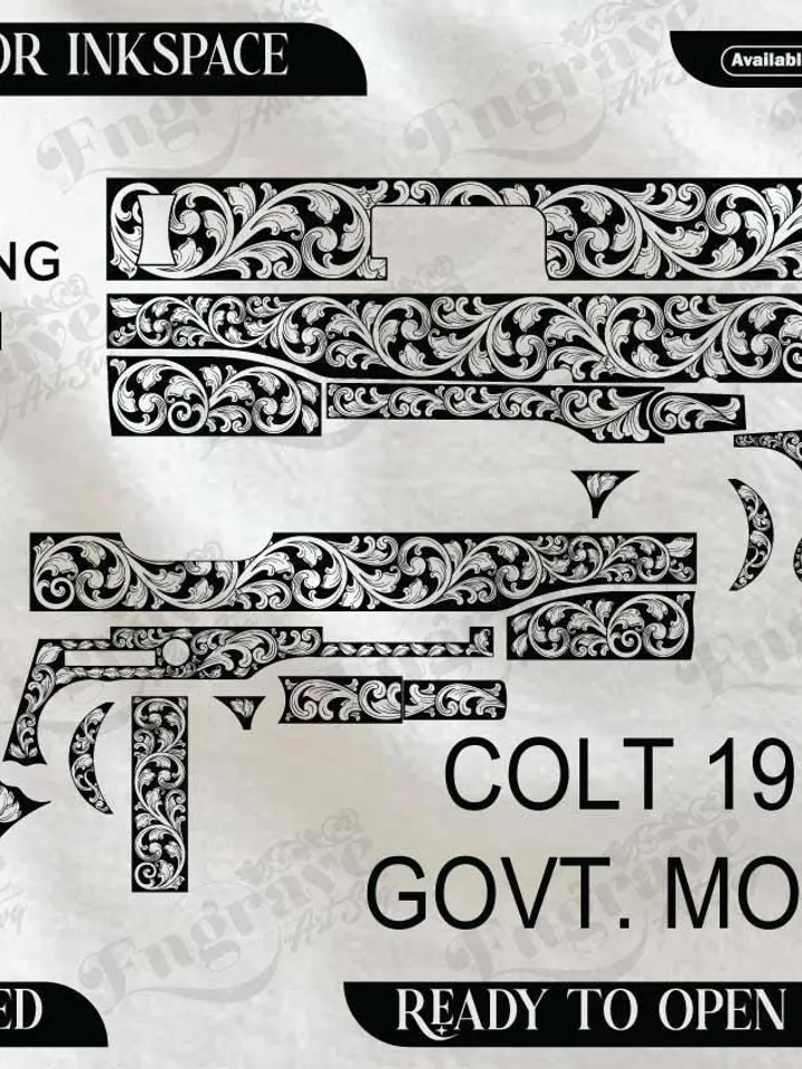 COLT 1911 GOVERNMENT MODEL Design,lasercut,laserengraving,fiberlaser,engravingfiles