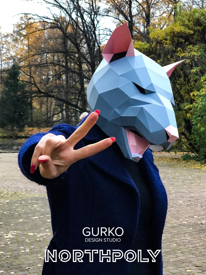 Evil Rat Mask Papercraft, Mouse, Digital Template, PDF Download, Gurko, 3D Low Poly Animal Mask, DIY Origami, Pepakura, Paper Mask, Costume