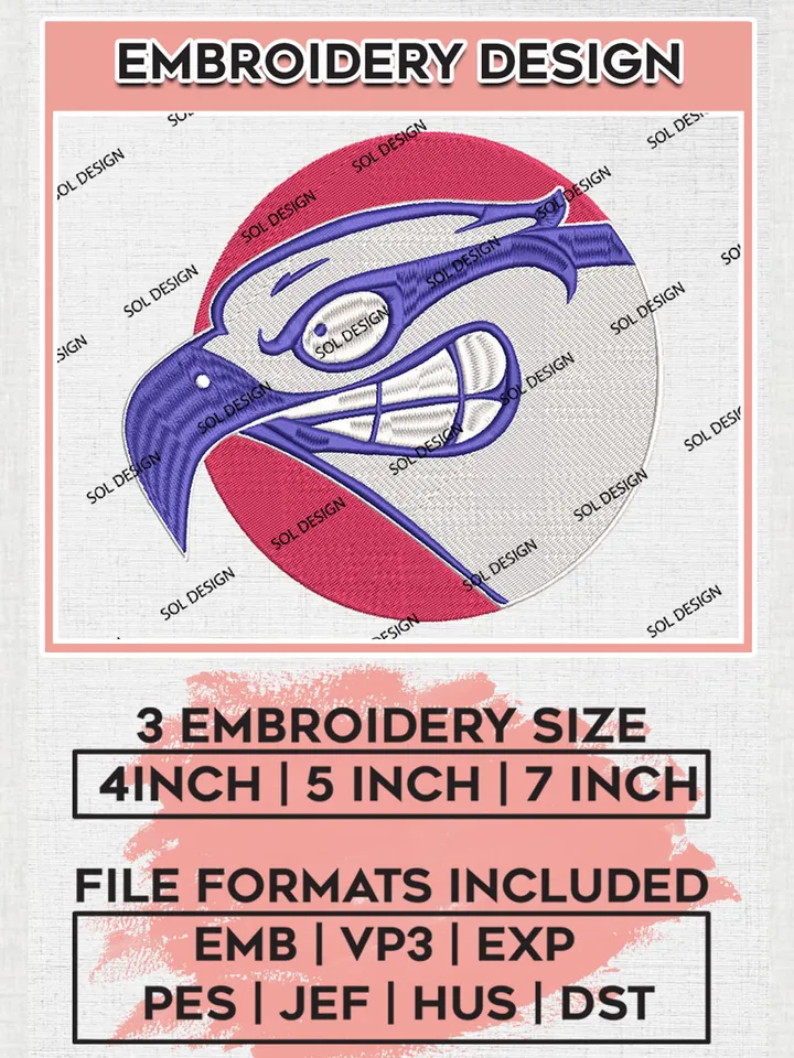 NCAA UMass Lowell River Hawks Team Mascot Logo embroidery designs, NCAA UMass Lowell River Hawks Logo Machine embroidery files, NCAA Team Logo embroidery designs, NCAA Game Day Machine embroidery designs, Digital Download