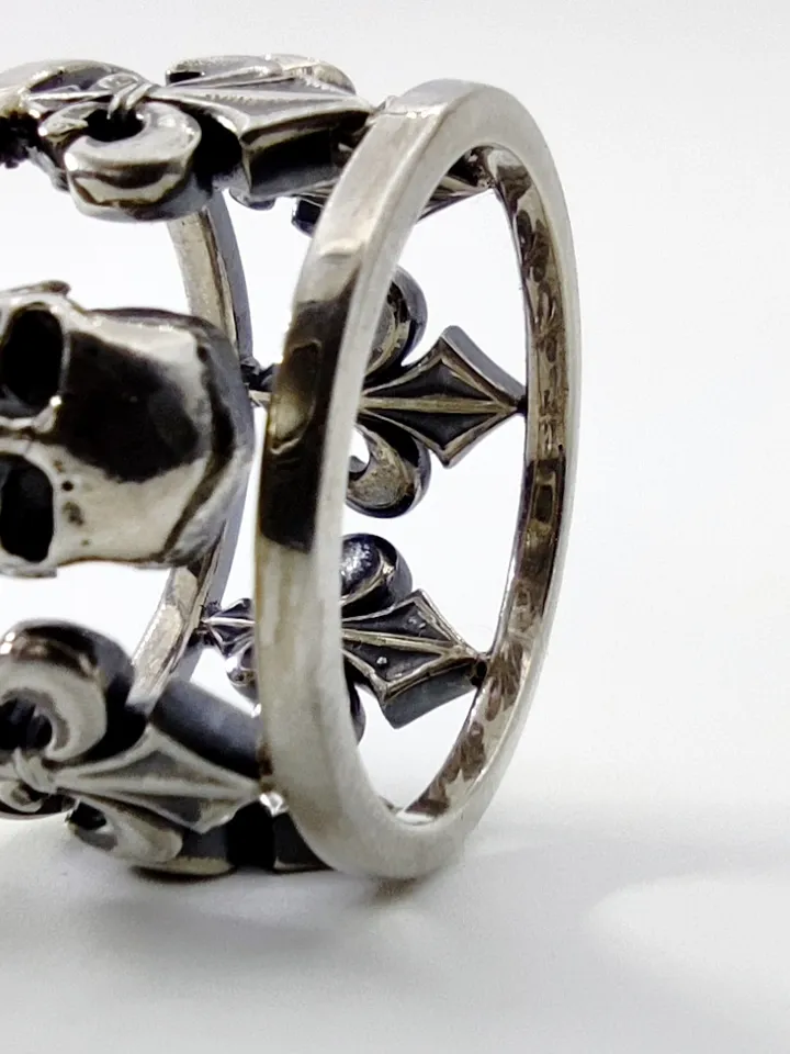 Ring - Signet - Skull - Fleur de lis