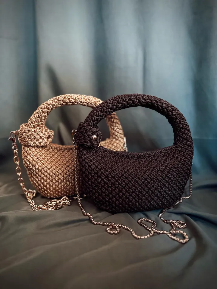 Crochet pattern hobo handbag PDF digital instant download and video tutorial, small purse, shoulder mini bag, top handle, eco friendly shopp