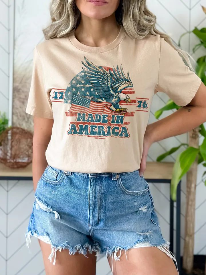 4th of July Sublimations, Designs Downloads, 4th of July, Png, Groovy, Shirt Design Sublimation Downloads, Eagle, 1776, Made In America