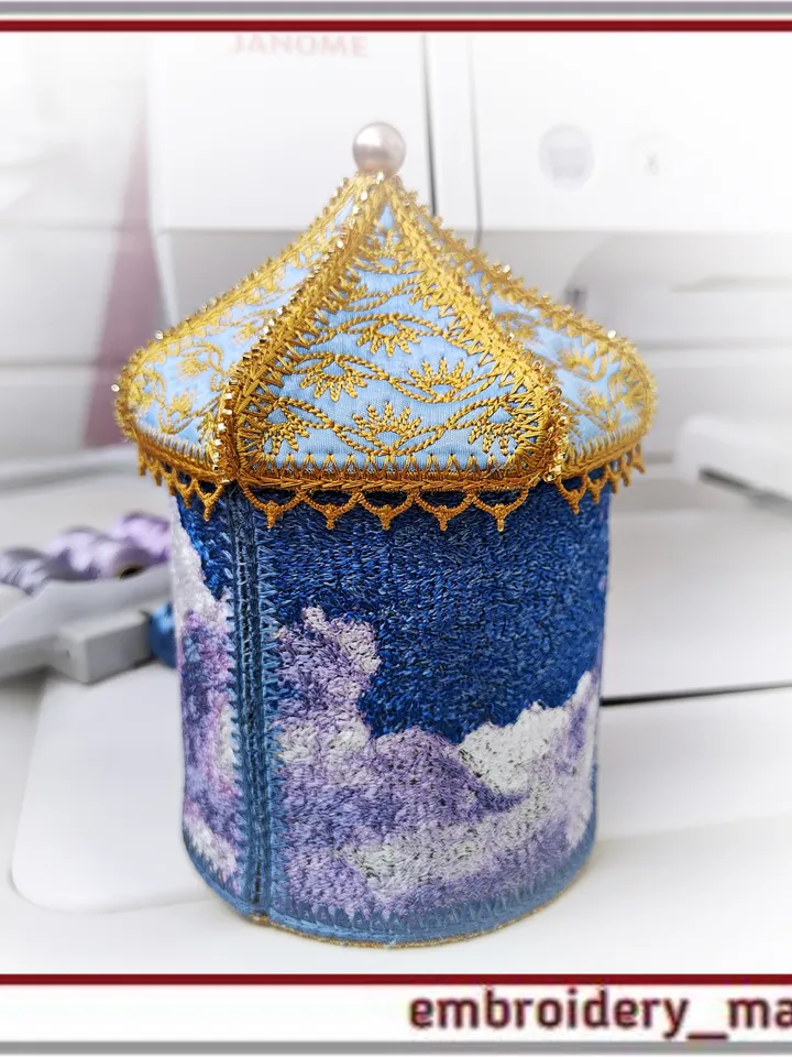 In the hoop Box with lid designs Clouds by Embroidery Manavi 05