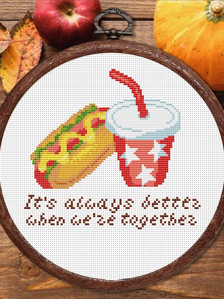 Hot Dog and Cola Cross Stitch Pattern, Kitchen Cross Stitch, Embroidery Cola, Hot Dog Cross Stitch Pattern, Modern Cross Stitch #kt029