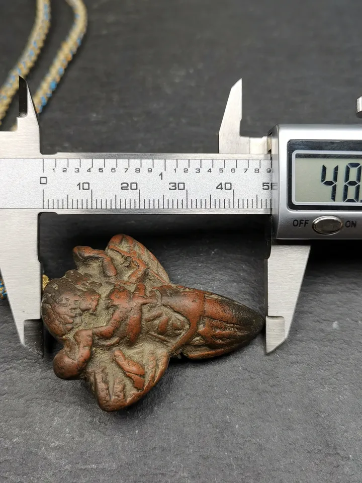 Gandhanra Old Tibetan Tsa Tsa Statue, Vajrakilaya Phurba Amulet Pendant,Buddhist Protector Deity,50 Years Old