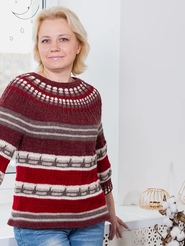 Top-Down Sweater Margo Crochet Pattern