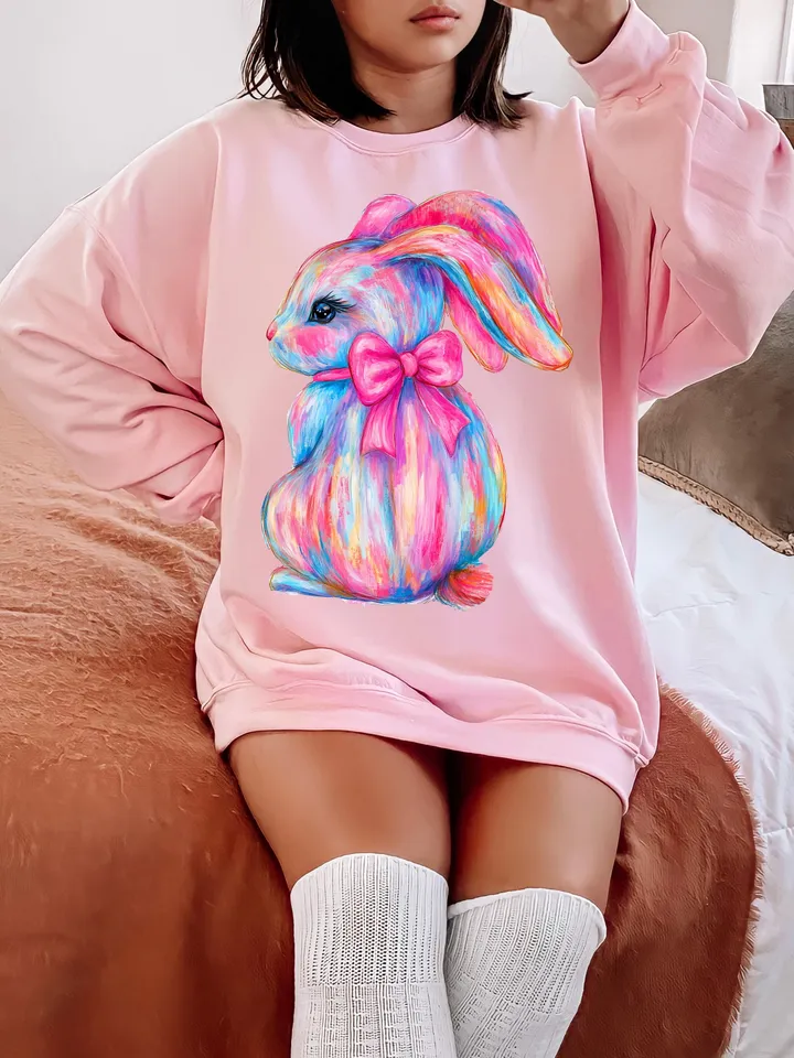 Brushstroke Bunny Easter Png, Bunny Coquette Bow Png, Pink Bunny Png, Brushstroke Coquette Easter Png, Girls Easter Png, Preppy Easter Png