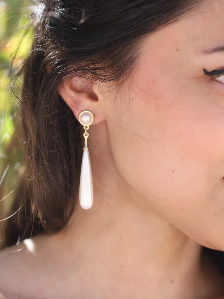Boho Wedding Earrings | Long Pearl Bridal Earrings | Gold Boho Wedding Jewelry | Pearl Statement Earrings | Bridesmaid Gift , Jewellery |