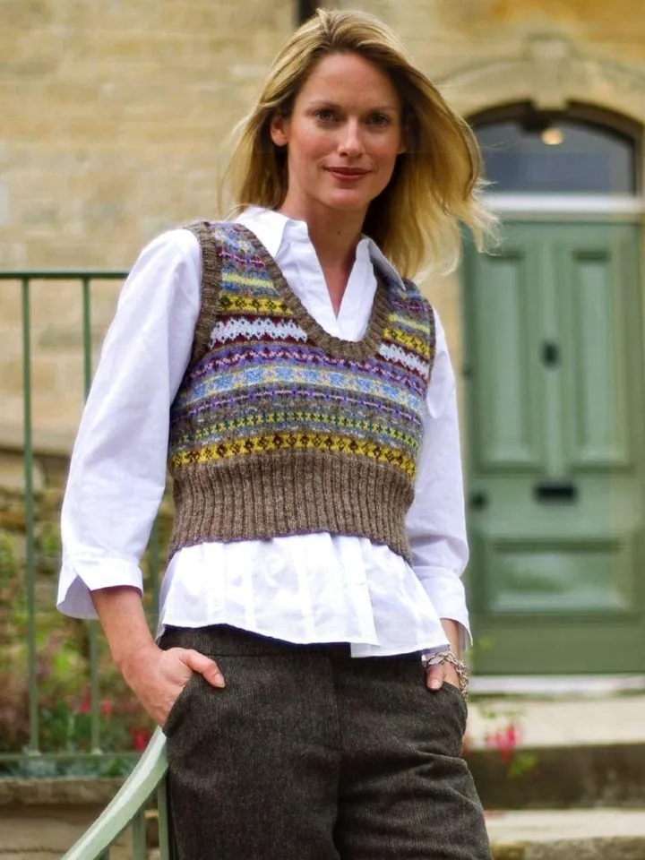 Vest knitting pattern, colored vest waistcoat knitting pattern, cropped vest women ladies, instant download
