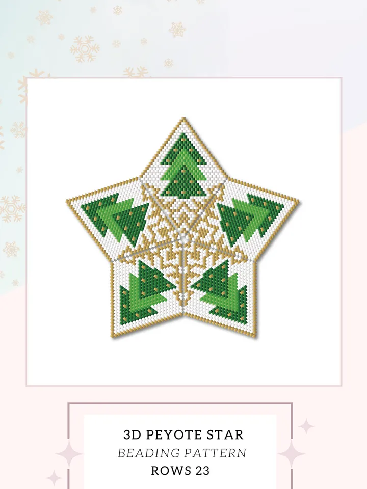 Peyote Star Pattern Christmas Tree, Winter Beaded Star Pattern, Seed Bead Ornament