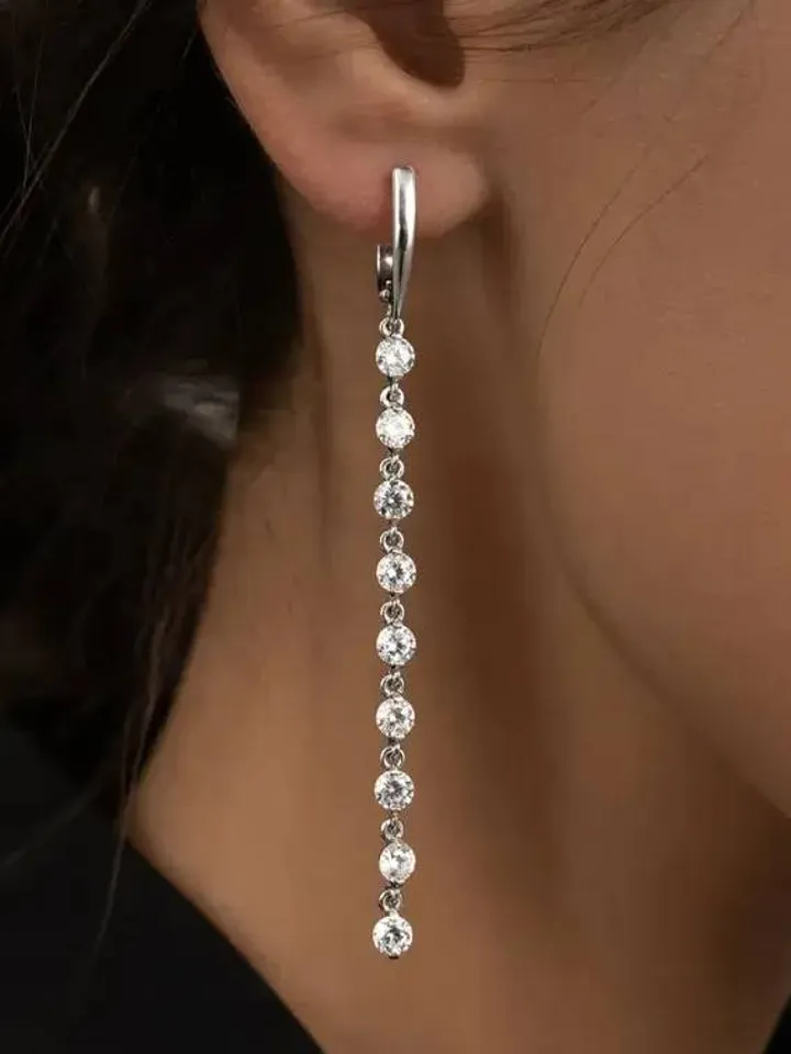 Earrings, 925 silver, with zirconium
