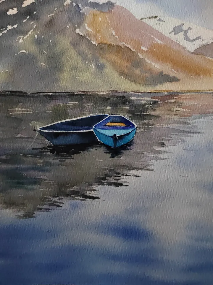 Mountain Lake Painting Lake Landscape Art House on the Lake Artwork Original Watercolor Painting 11.81x15.74 in by SoftWaves