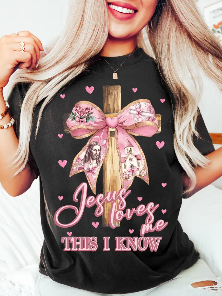 Jesus loves me this I know Png, Valentine Png, Valentine Heart Png, Christian Cross Png, Bible verse Png, Love like Jesus png, Brushstroke