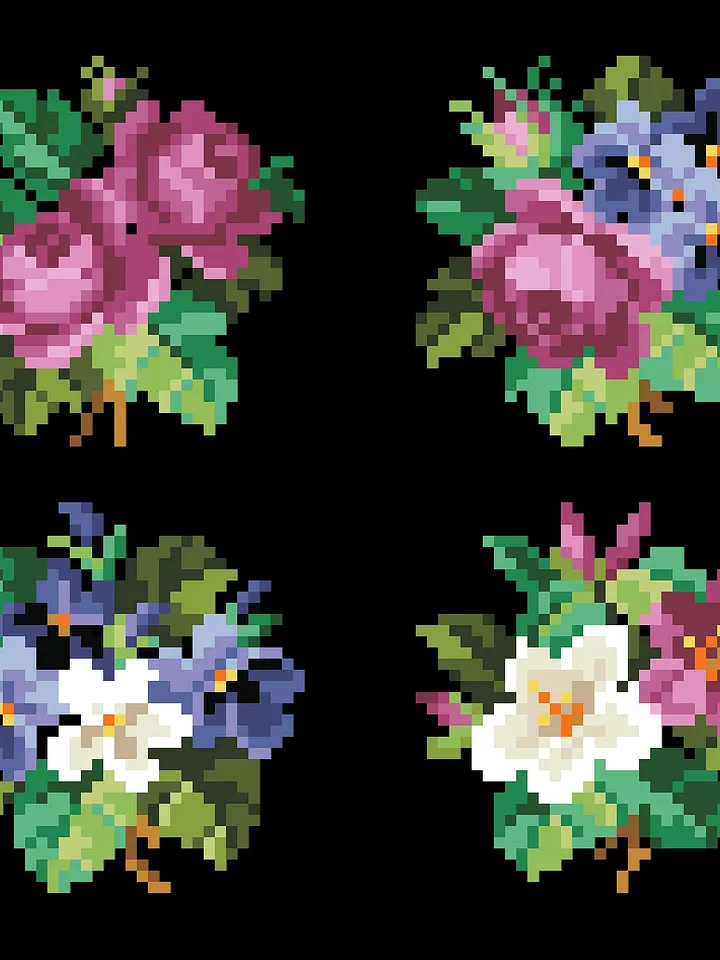 Antique Cross Stitch Pattern Miniature Bouquets Digital Download PDF