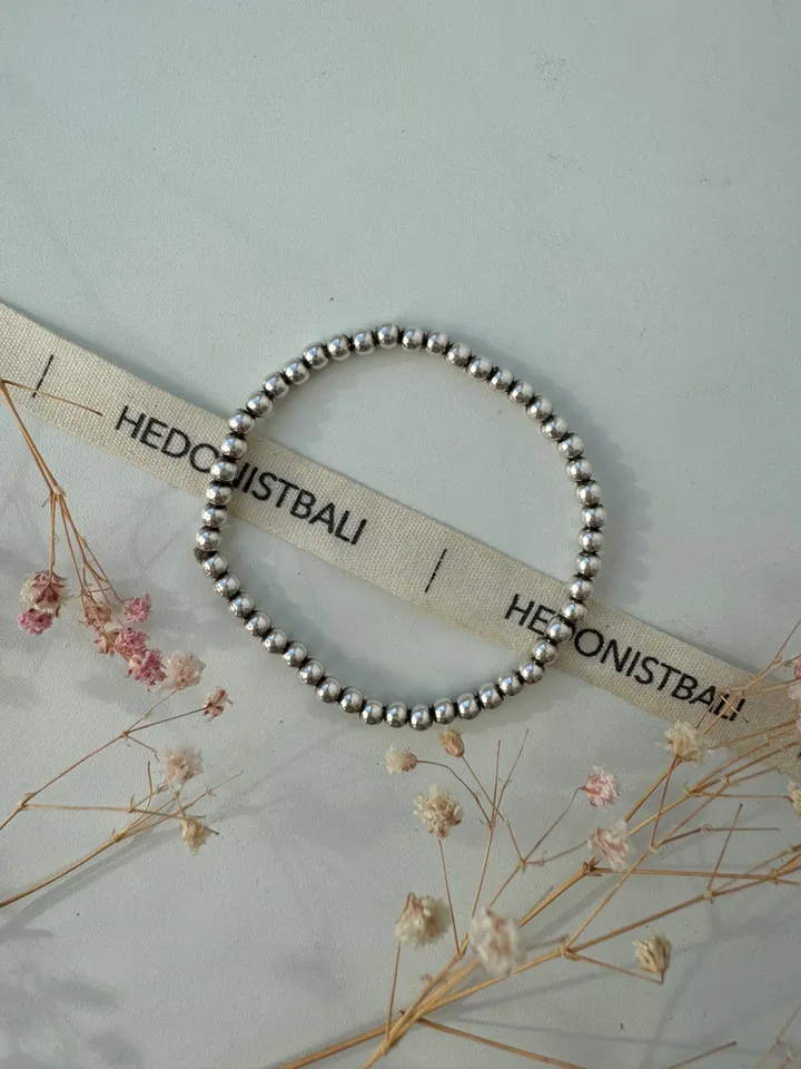 Sterling silver bead bracelet | handmade silver jewelery | tennis bracelet |minimalist jewelery | beaded ball bracelet for women