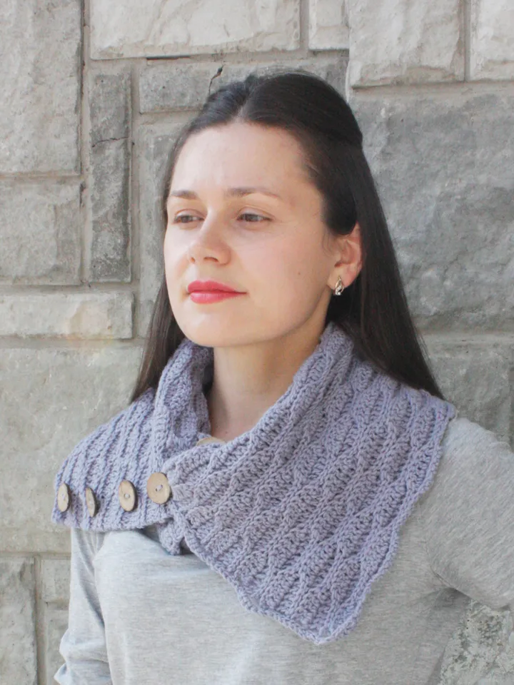 Dusty blue neck scarf for women Wool neck cowl Wool snood with