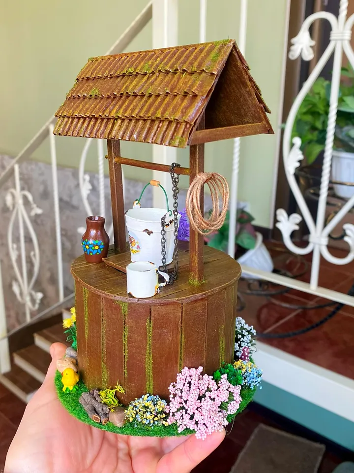 Well for the doll garden. Doll accessories. Dollhouse miniature. 1:12. Doll garden.