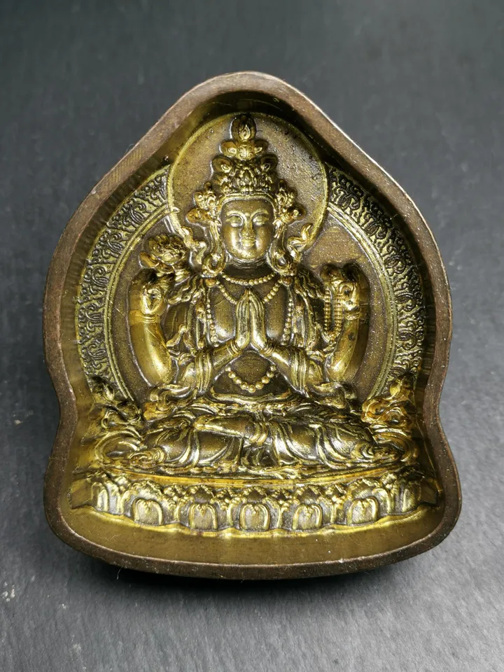 Chenrezig Tsa Tsa Mold,9cm Four Arms Padmapani, Gandhanra Handmade Tibetan Buddha Statue Mould For Making Clay Buddha Statue,Tsha Tsha