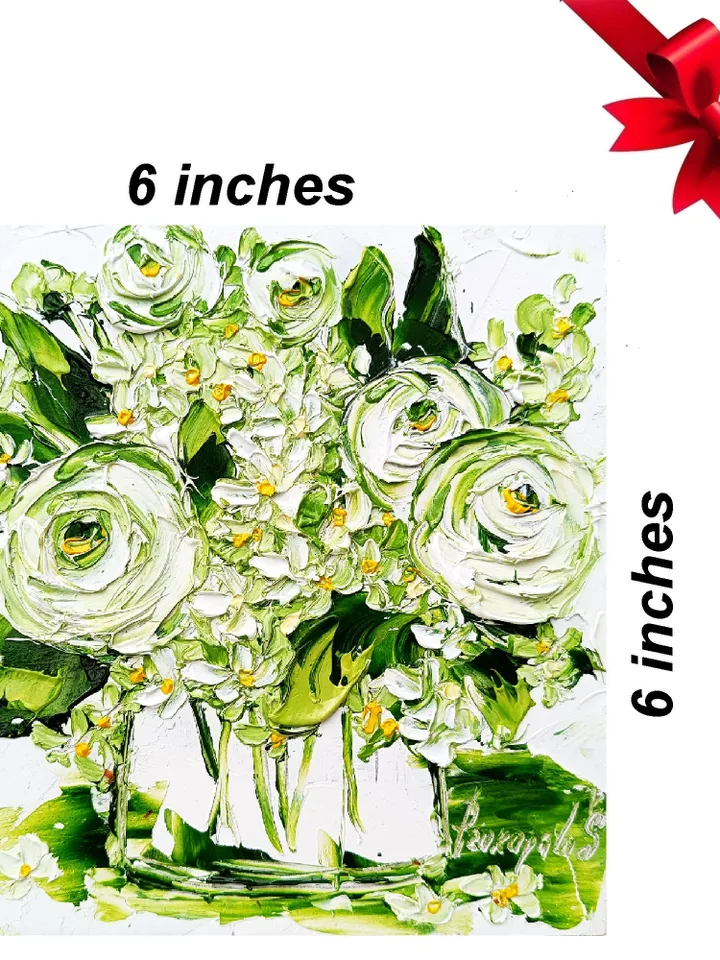 Ranunculus Painting Lilac Original Art Impasto Oil Painting 6x6 painting Floral Small Painting Flowers Paintings Gift by ArtProkopaloSv