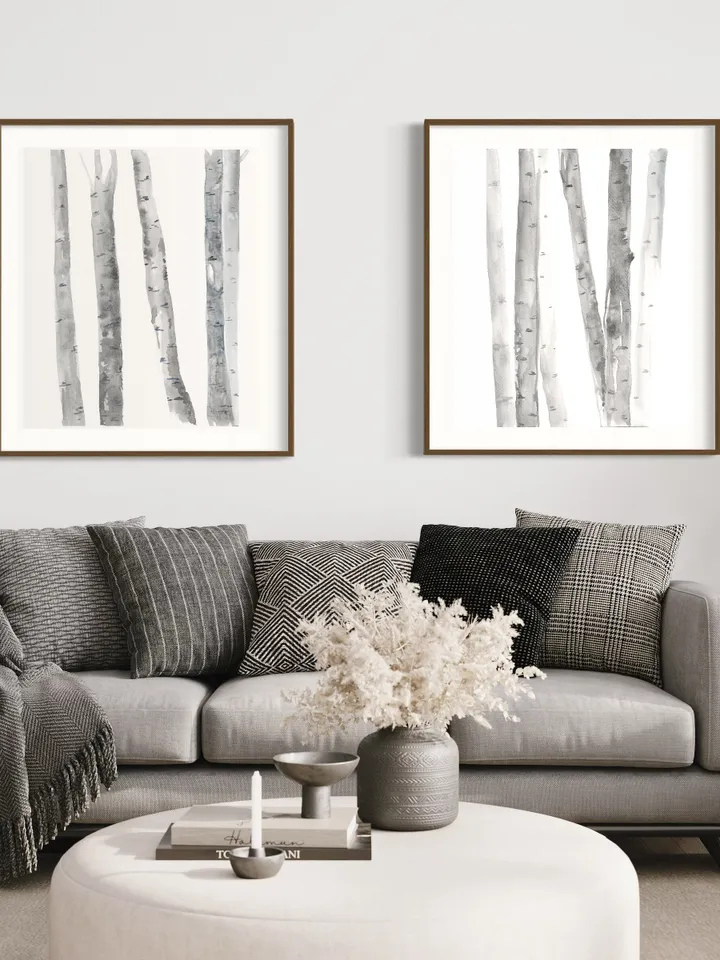 Birch Trees Art Birch Tree Painting Forest Print Set Modern Rustic Decor Black White Print Abstract Birch Tree Birch Wall Decor Tree Poster