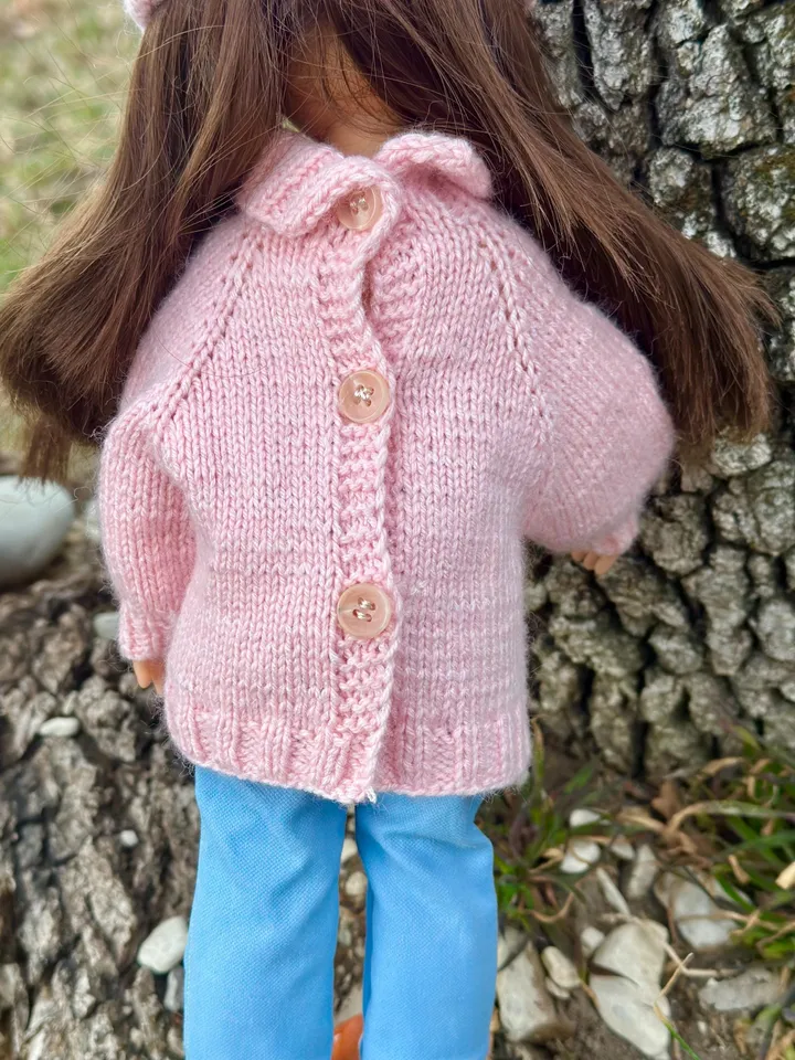 Set sweater & Hat with ponpon Paola Reina KNIT PATTERN and tutorial for Boneka 12-13 inch doll, Ruby Red Siblies, Les Cheries 32 cm PDF eng