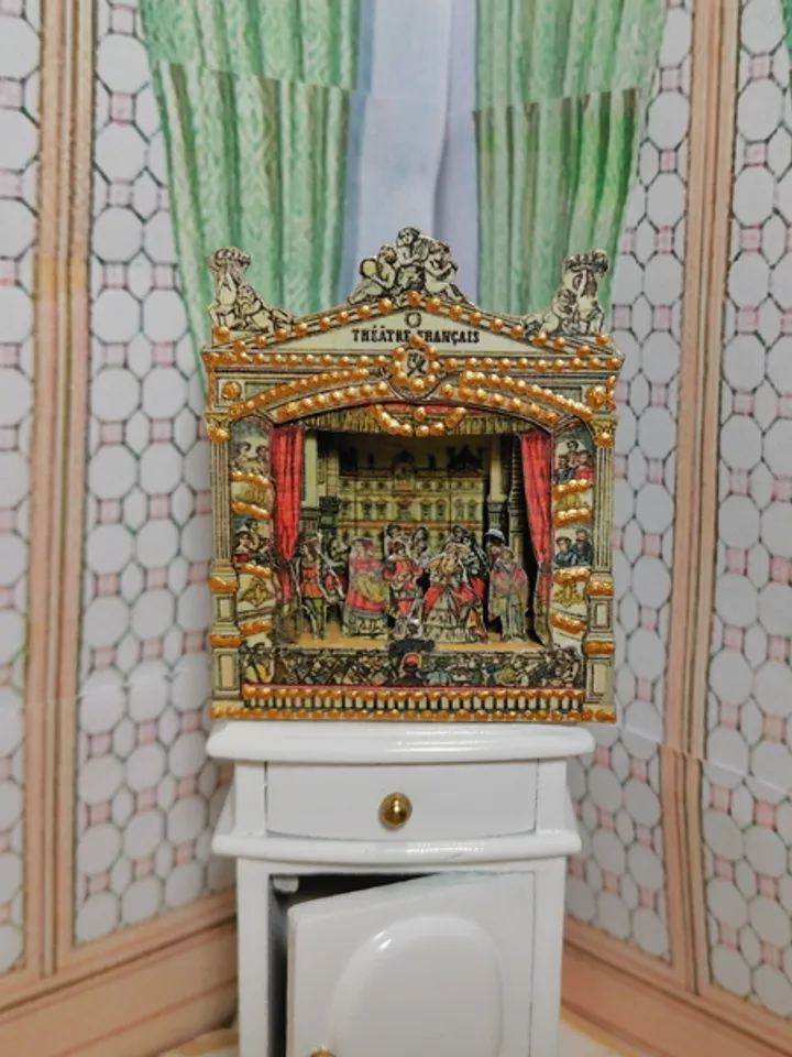 Miniature puppet theater for doll houses.1:12 scale.