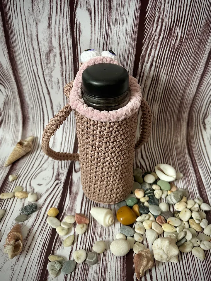 Water Bottle Holder snail, crochet Carrier, Sling, Pouch, Cover,  (Bottle Not Included)