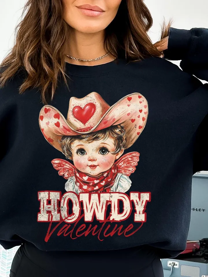 Howdy Valentine PNG, Cupid Valentines png, Western Valentines png, Retro Valentine png, Valentines png, Cupid png, Western png, Cowgirl png