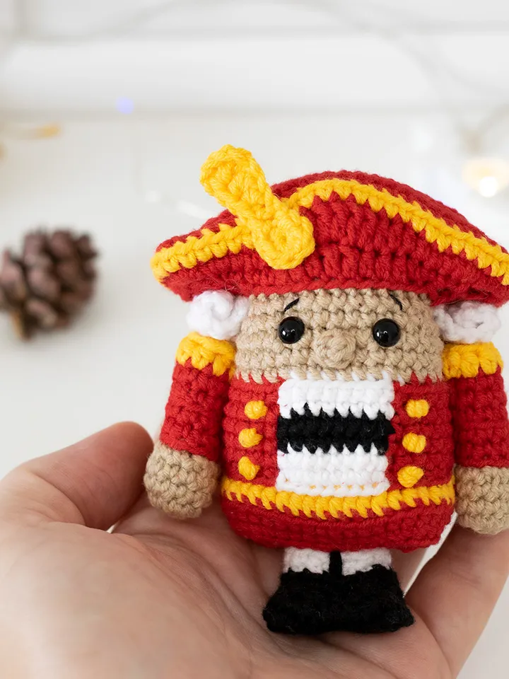 Stuffed Nutcracker Soldier toy Christmas gift idea, crochet Nutcracker figurine winter nursery and home decor