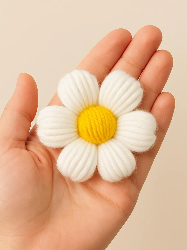 Puffy Crochet Flowers Applique - Colorful Daisy Embellishment for Sweater, Cardigan & Craft Decor - Cute Handmade Crochet Patch