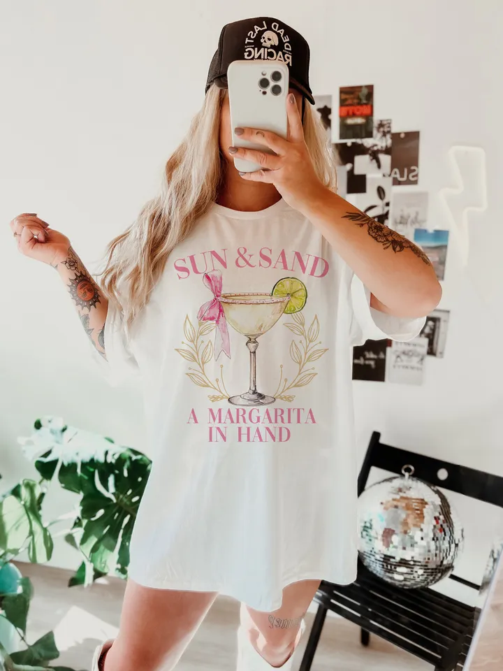 Sun Sand Margarita in Hand Social Club Png Cocktail png Tequila png Social Club Png Girls Club Bachelorette png Trendy Shirt Design Summer