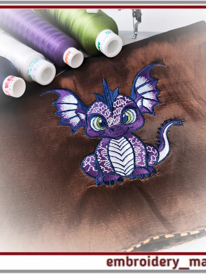 Purple Dragon art Digital Machine Embroidery Design by Embroidery Manavi 05