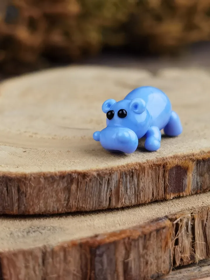 Hippo figurine Hippo art Hippo gifts Hippo ornament Hippo statue Hippopotamus Hippo for Christmas Miniature animals Tiny glass animals