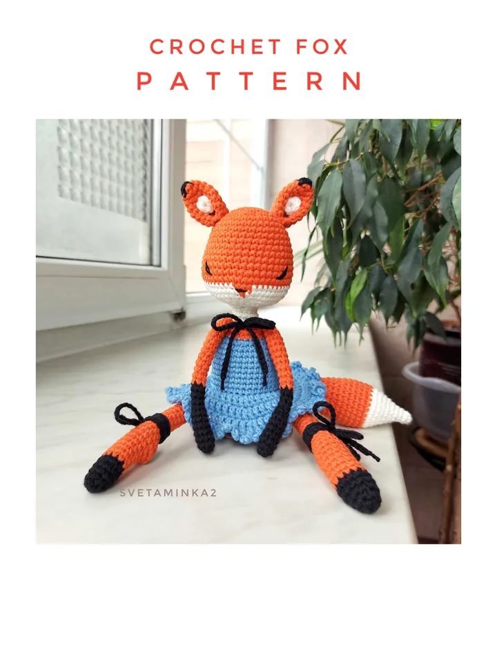 Crochet Fox Pattern. Amigurumi Ballerina Doll Fox. Digital Download. PDF.