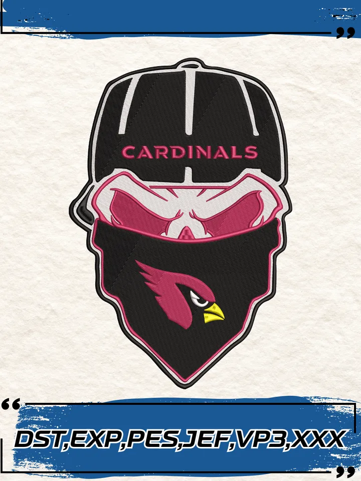Arizona Cardinals Ninja Face Embroidery Design,NFL Logo Embroidery Design,Machine Embroidery Design File,4 Sizes, Digital Download