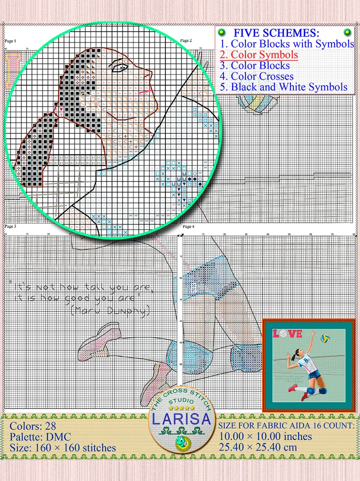 Volleyball Cross Stitch Pattern | Volleyball player