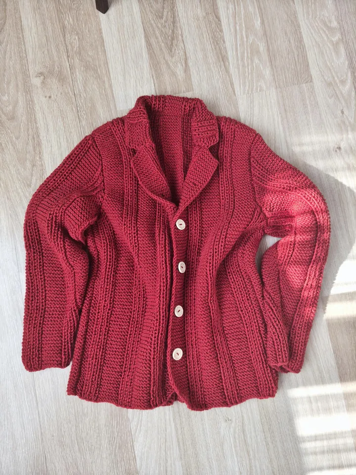 Handmade Knit Man Cardigan - Cozy Wool Blend Jumper
