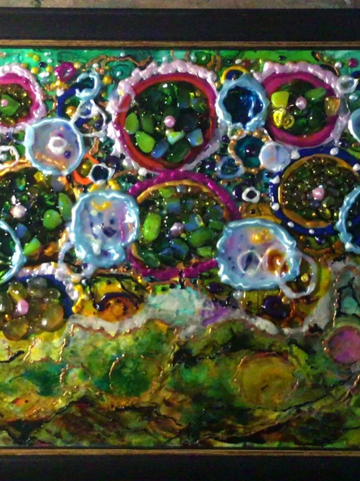 Abstract Painting on glass,stained glass panel,glass wall art,home decoration,gift,natural stones decorated.