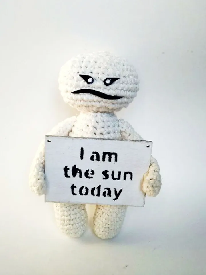 Doll Simpleman with emotional phrase for Emotional health, mental health, to embrace your emotions
