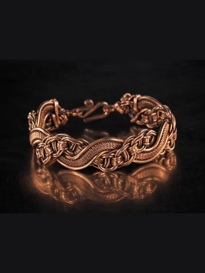 Copper wire wrapped bracelet for woman 7th Anniversary gift Small size bracelet