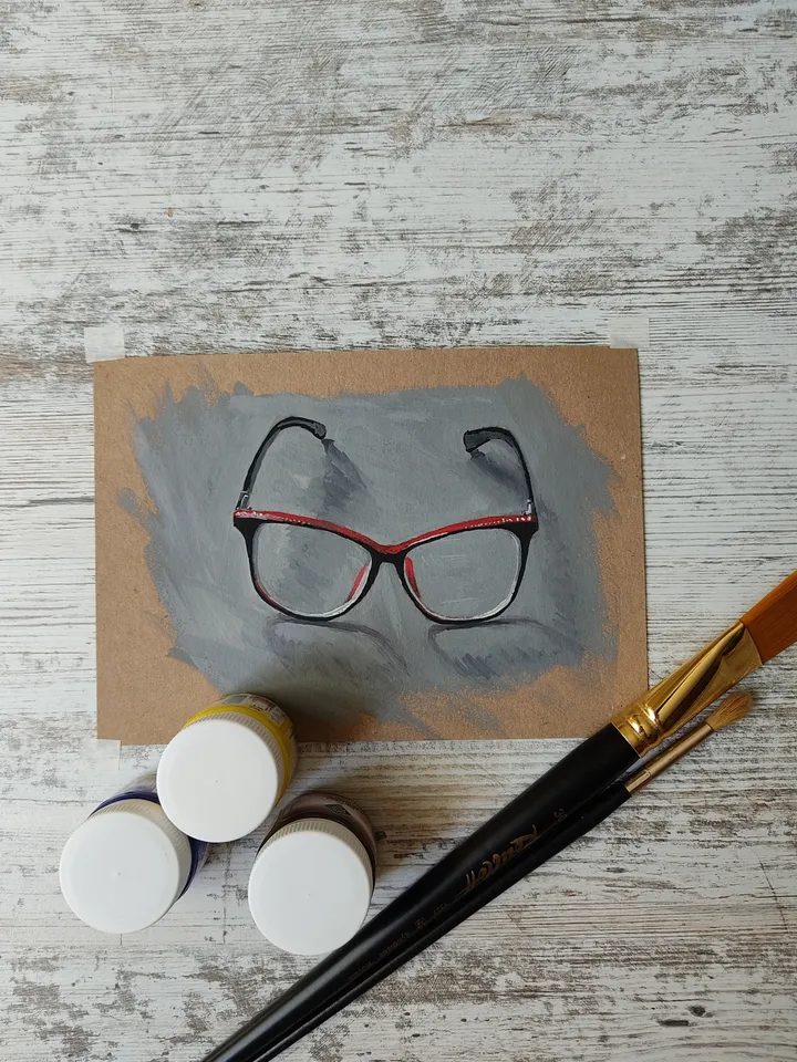 Glasses. Original gouache painting.