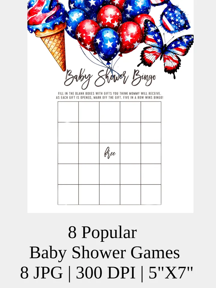 Patriotic Baby Shower Games Set