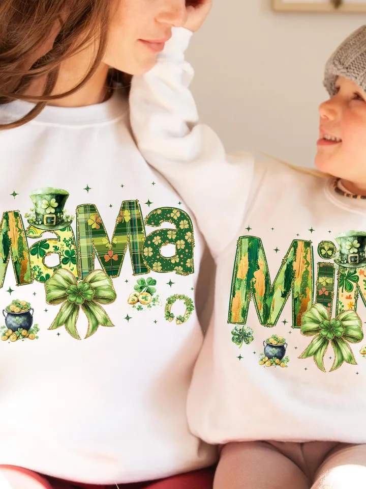 Lucky Mama St. Patrick’s PNG, Mama St. Patrick's Day Png, Mama Mini St.Patrick's png, St.Patrick Bow Png, Lucky png, Mama png, Green, retro
