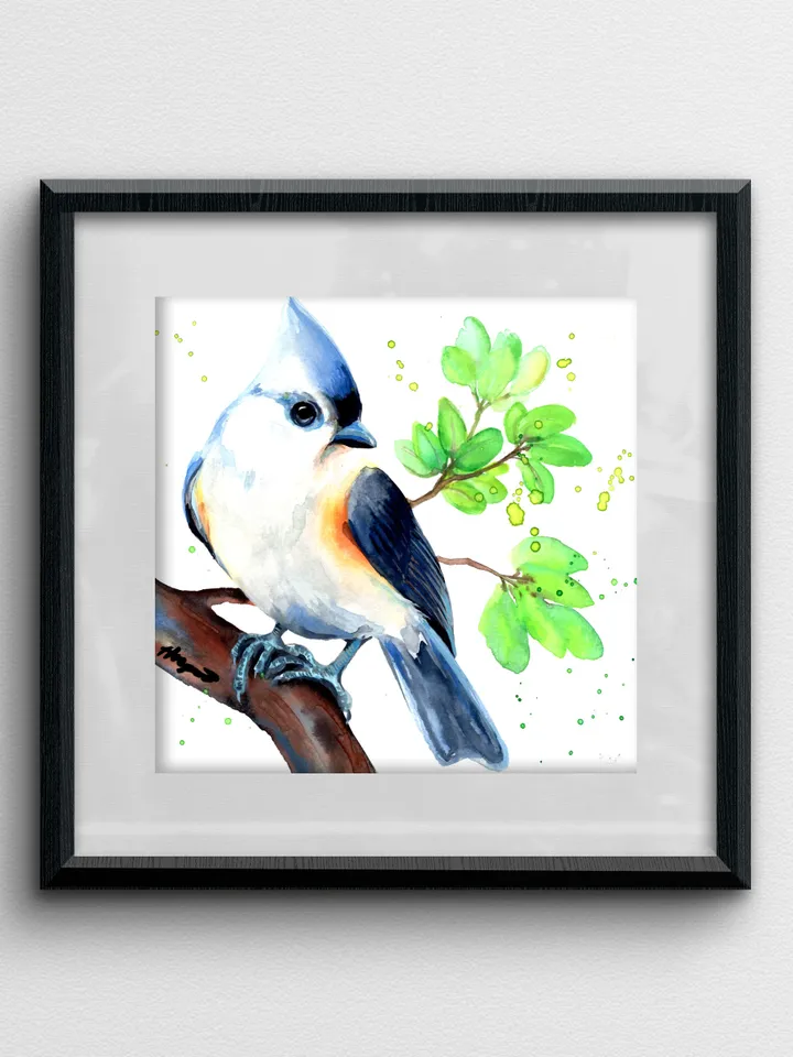 Titmouse original watercolor, birds painting, handmade wall decor, 5.7x5.7 in art for bird lovers by Anne Gorywine