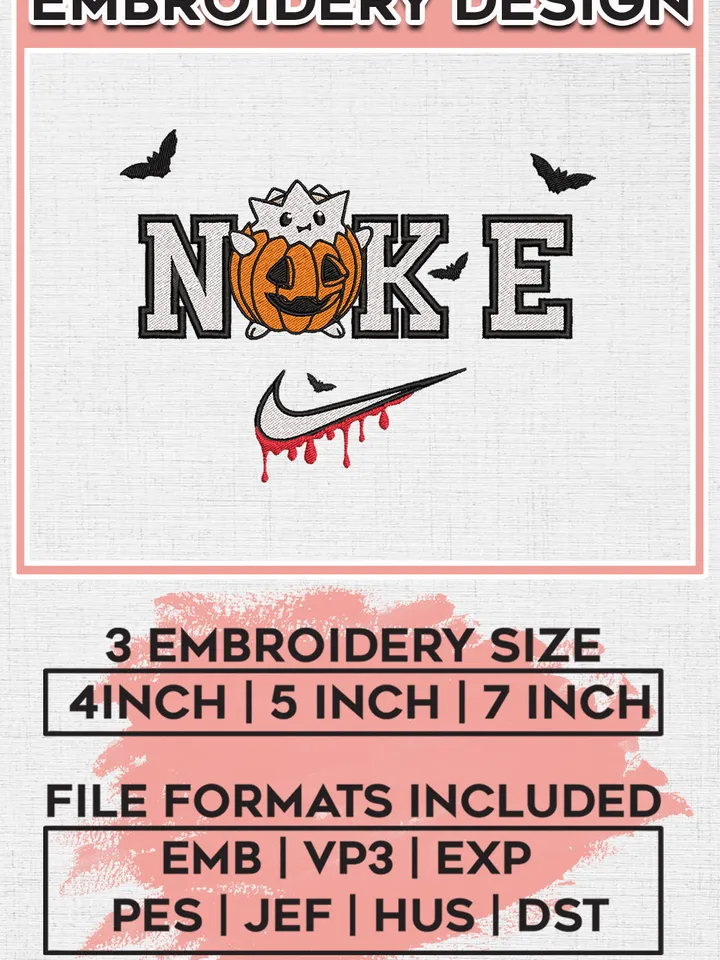 Ni.kee Togepi Pumpkin Halloween Embroidery designs, Spooky Season Machine embroidery designs, Halloween embroidery files, Pokemon Character Machine Embroidery Digitized Pes Files, Digital Download