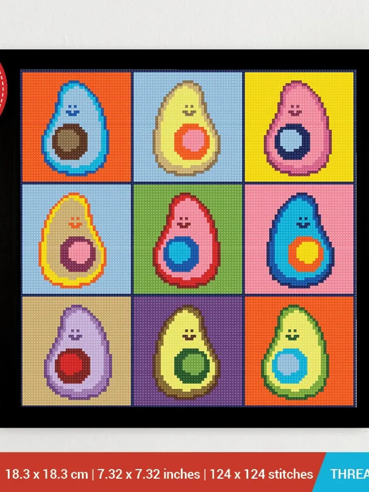 Avocado Andy Warhol Cross stitch pattern | Embroidery Pattern | Instant Download | Embroidery Designs