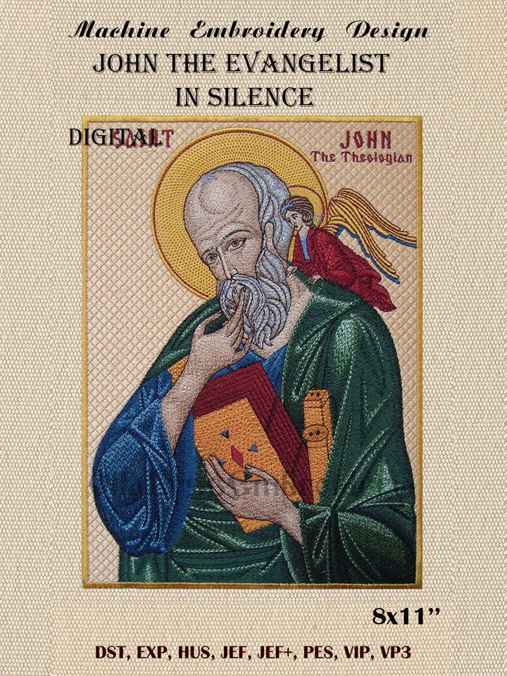 John the Evangelist in silence embroidery design